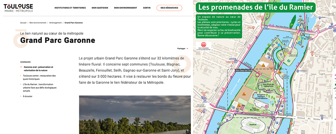 Cartographie de communication du projet de l’Île du Ramier à Toulouse